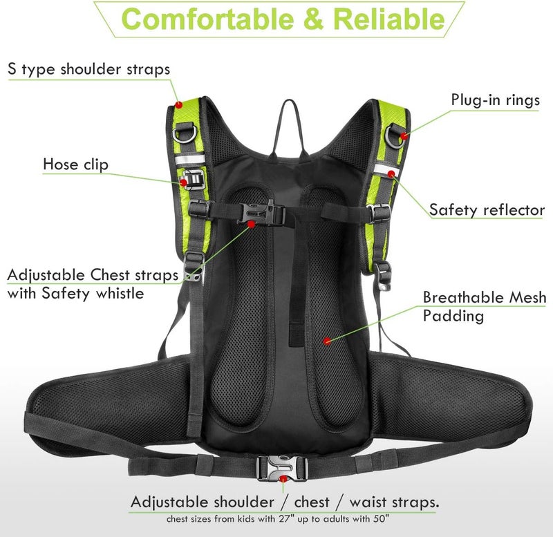Mothybot Insulated Hydration Backpack Pack with 3L BPA Free Leak Proof Water Bladder, Large Storage Lightweight Hiking Daypack with Waist Pouches & Cooler Layer, for Running, Biking, Camping, Festival - Image 5